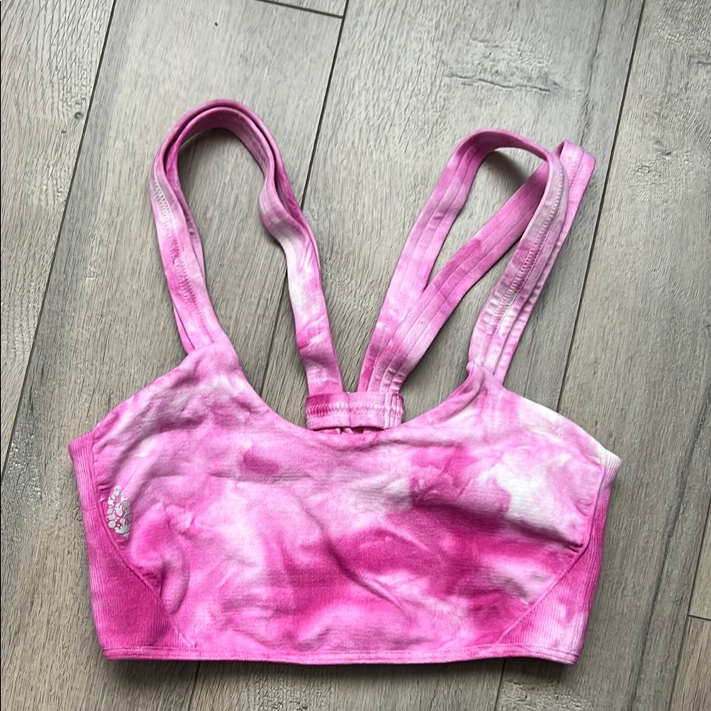 FP Movement by Free People Pink Tie-Dye Sports Bra